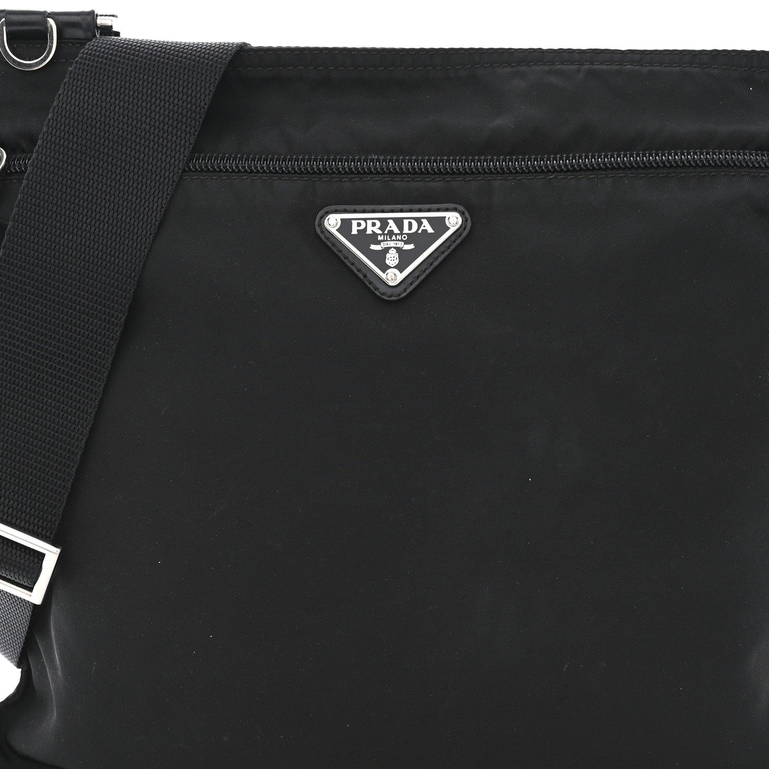 Prada Nylon Vela Flat Messenger Bag Black 9 of 11