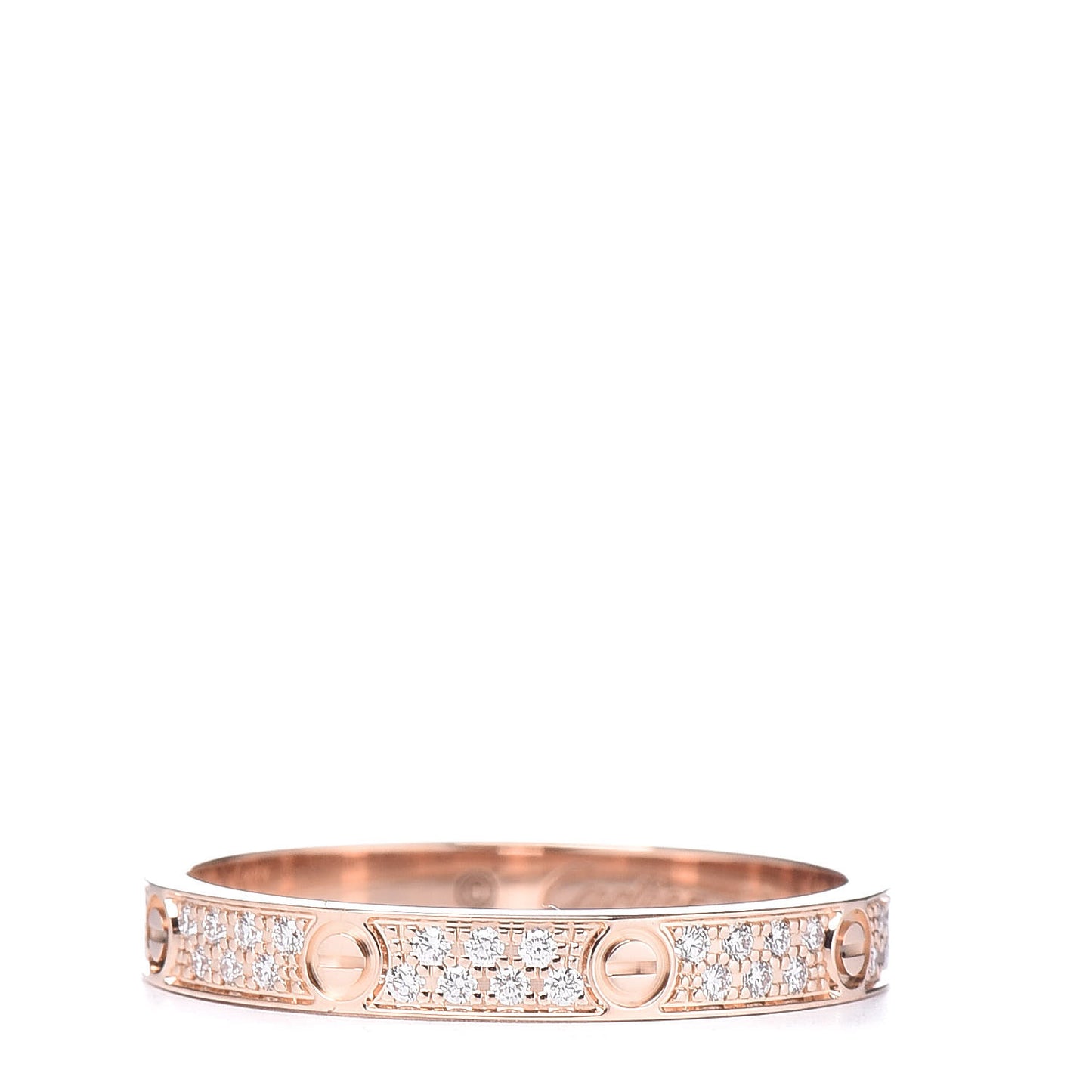 18K Pink Gold Diamond 2.6mm LOVE Paved Band Ring 50 5.25