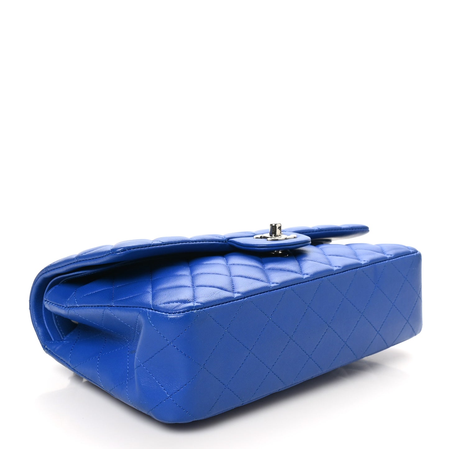Lambskin Quilted Medium Double Flap Blue