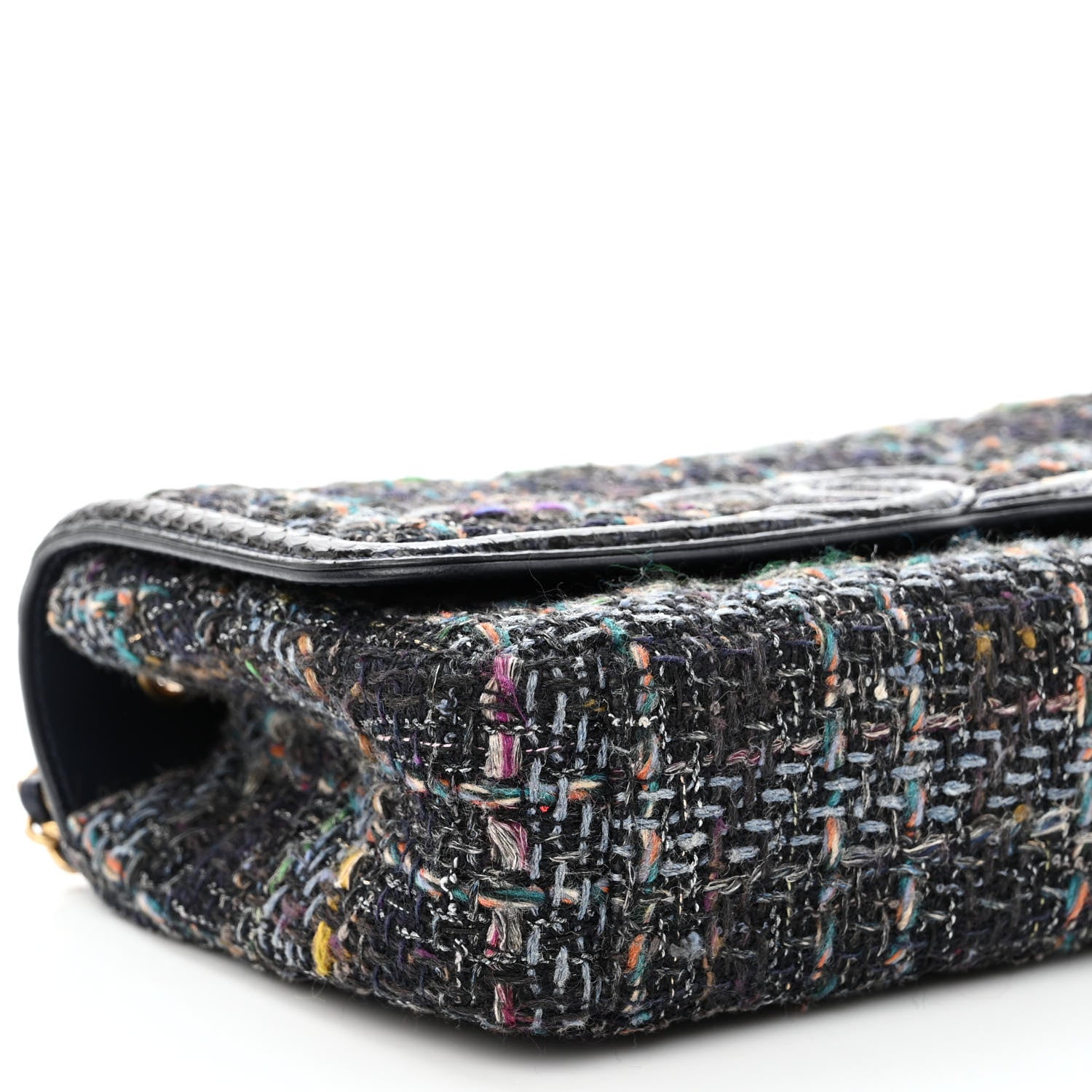 Chanel Tweed Watersnake Quilted Medium CC Filigree Flap Blue 9 of 10