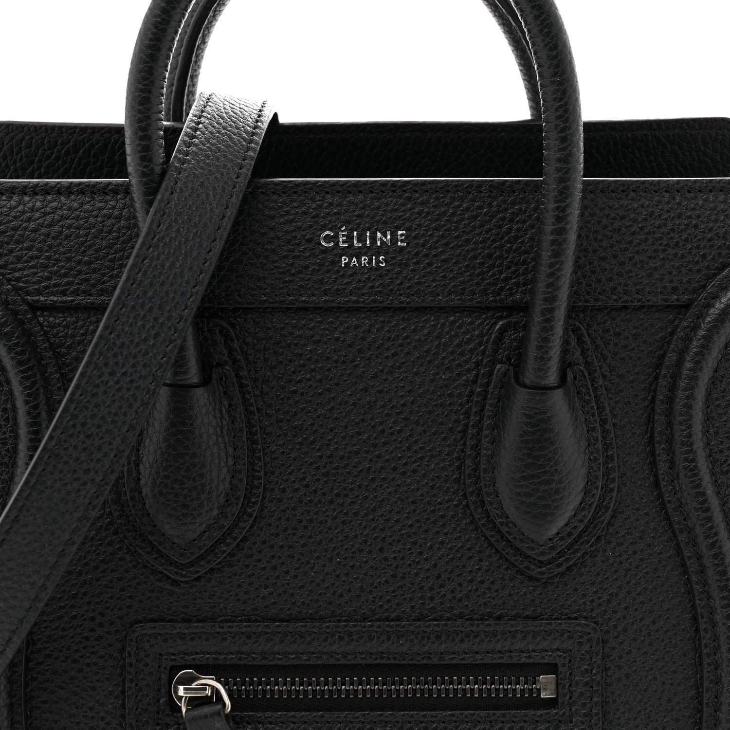 Celine Drummed Calfskin Nano Luggage Black 7 of 10