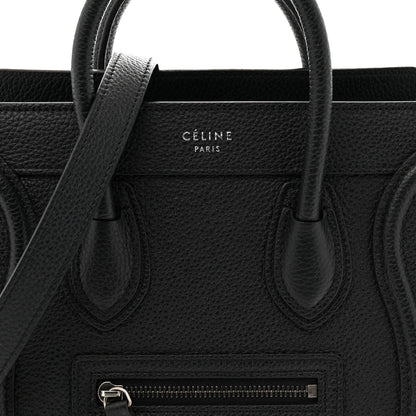 Celine Drummed Calfskin Nano Luggage Black 7 of 10