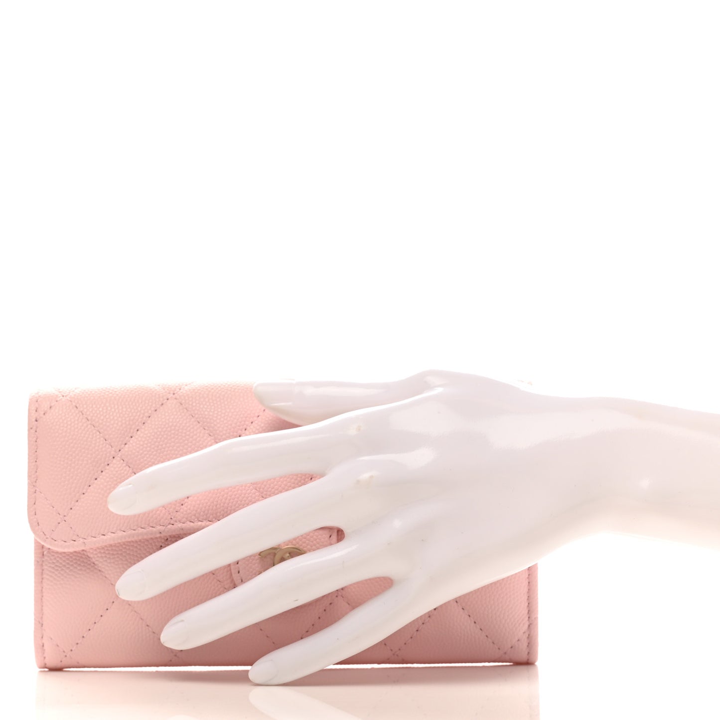 Caviar Quilted Medium Flap Wallet Light Pink