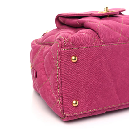 Chanel Washed Denim Quilted Bowling Bag Fuchsia 9 of 10