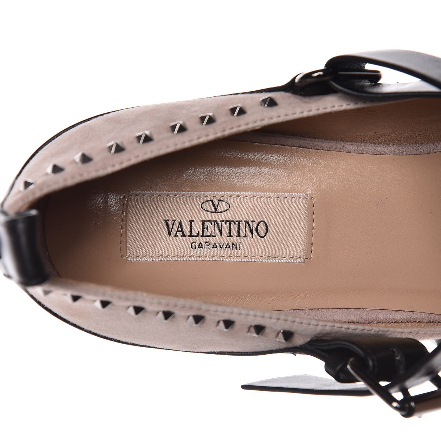 Suede Soul Rockstud Strappy Ballerina Flats 38.5 Poudre Black