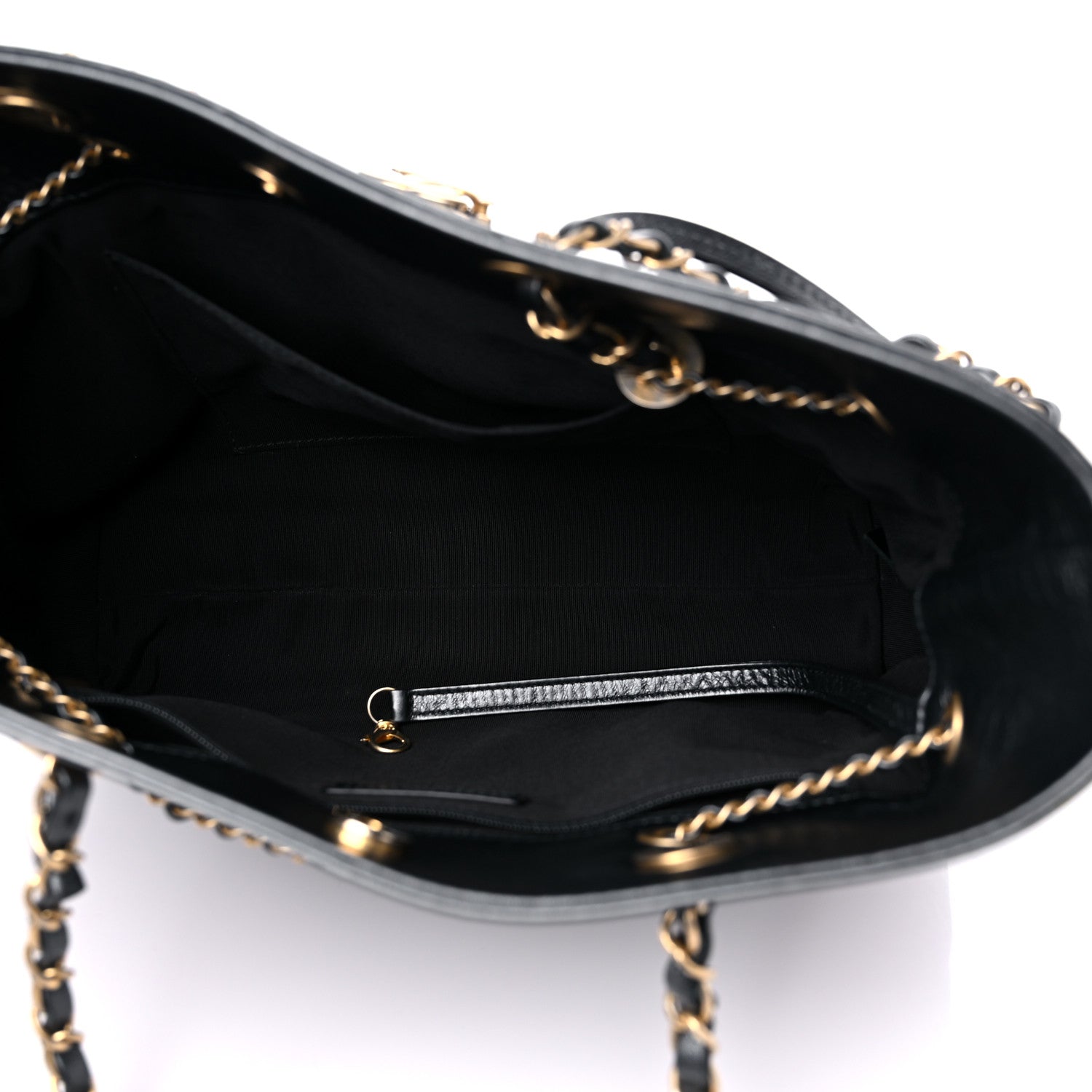 Chanel Metallic Aged Calfskin Quilted Drawstring Shopping Tote Dark Grey 5 of 12