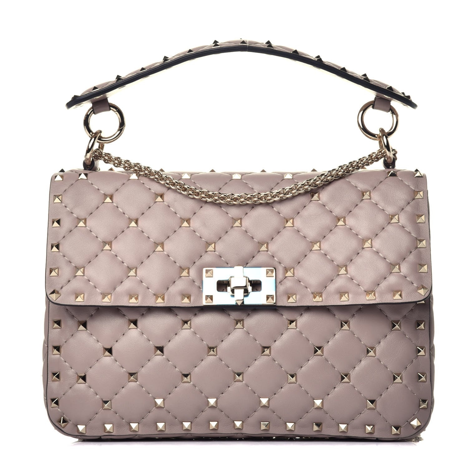 Valentino Garavani Lambskin Medium Rockstud Spike Shoulder Bag Poudre 1 of 8