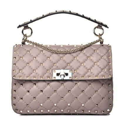 Valentino Garavani Lambskin Medium Rockstud Spike Shoulder Bag Poudre 1 of 8
