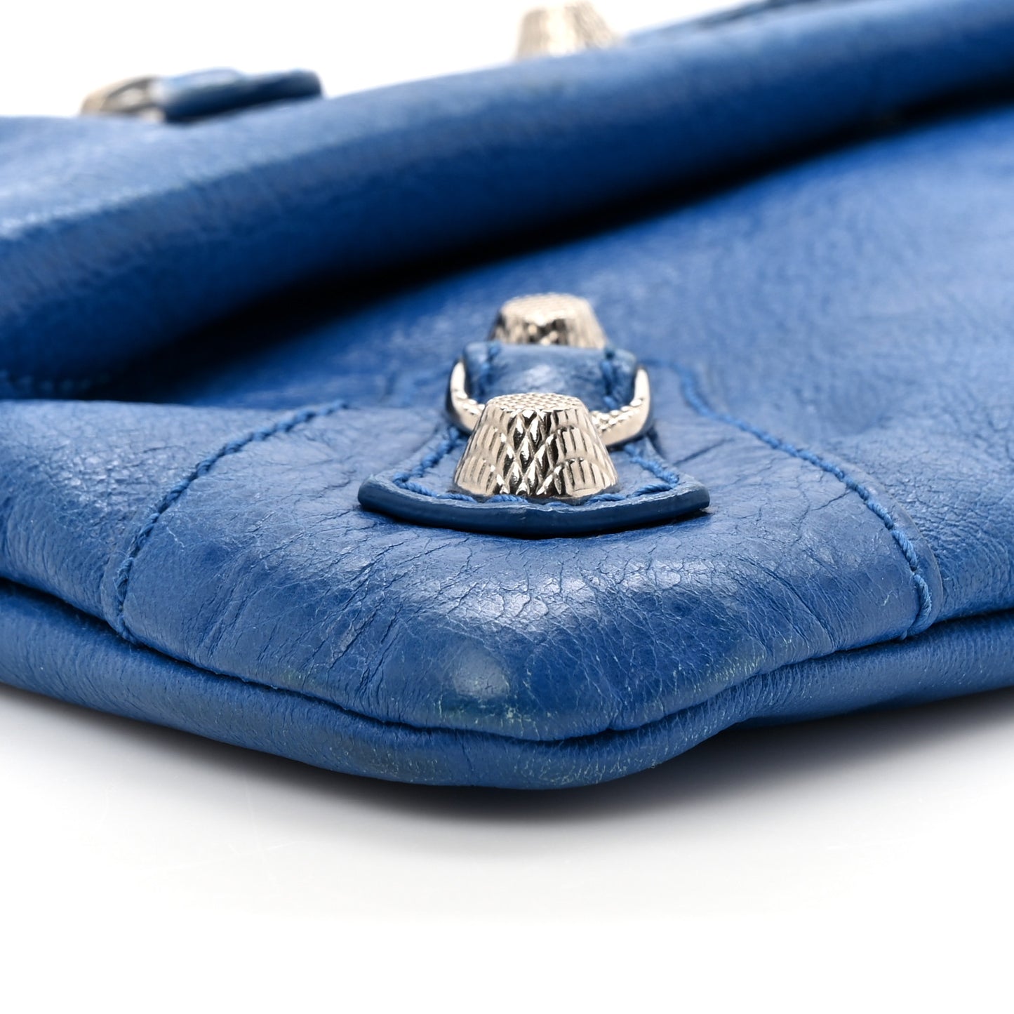 Agneau Giant 12 Silver Envelope Strap Clutch Bleu Lazuli