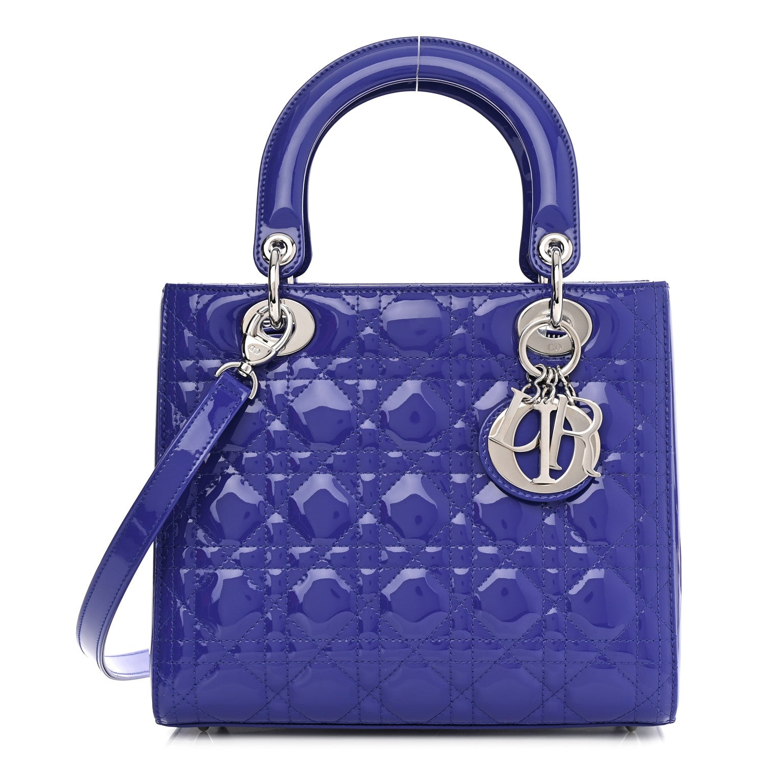 Christian Dior Patent Cannage Medium Lady Dior Blue 1 of 10
