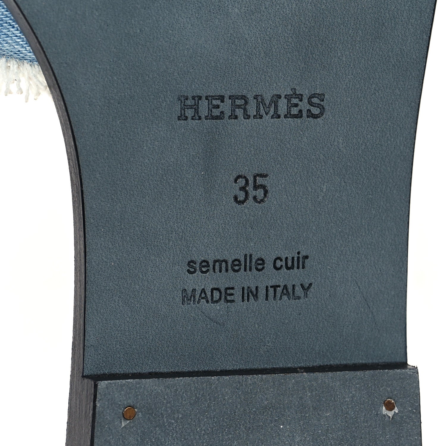 Hermes Denim Oran Fringe Sandals 35 Bleu Clair 7 of 10