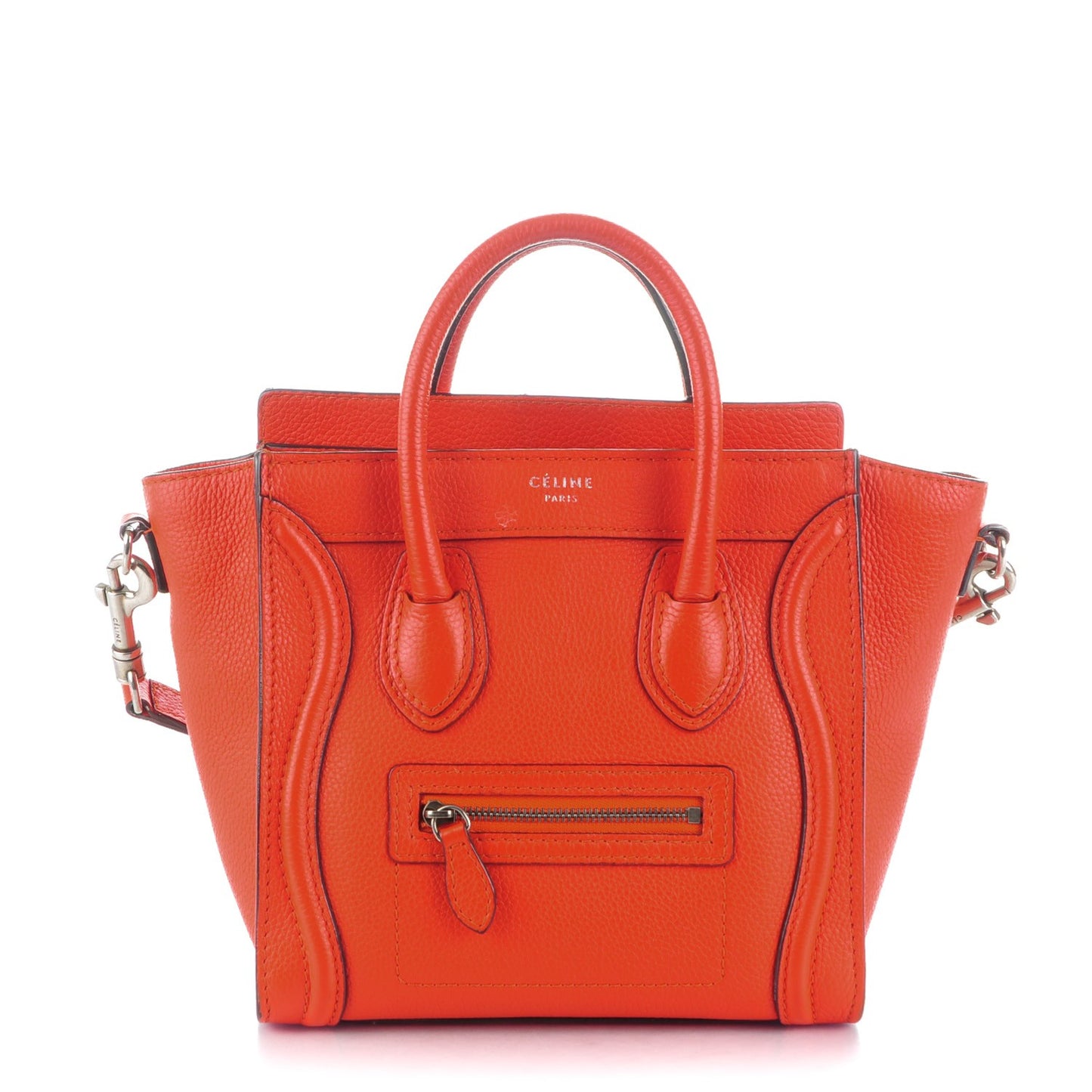 Drummed Calfskin Nano Luggage Vermillion