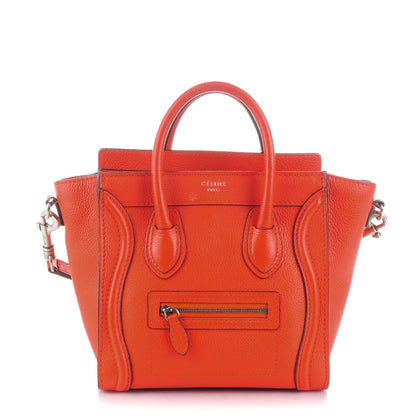 Celine Drummed Calfskin Nano Luggage Vermillion 1 of 8
