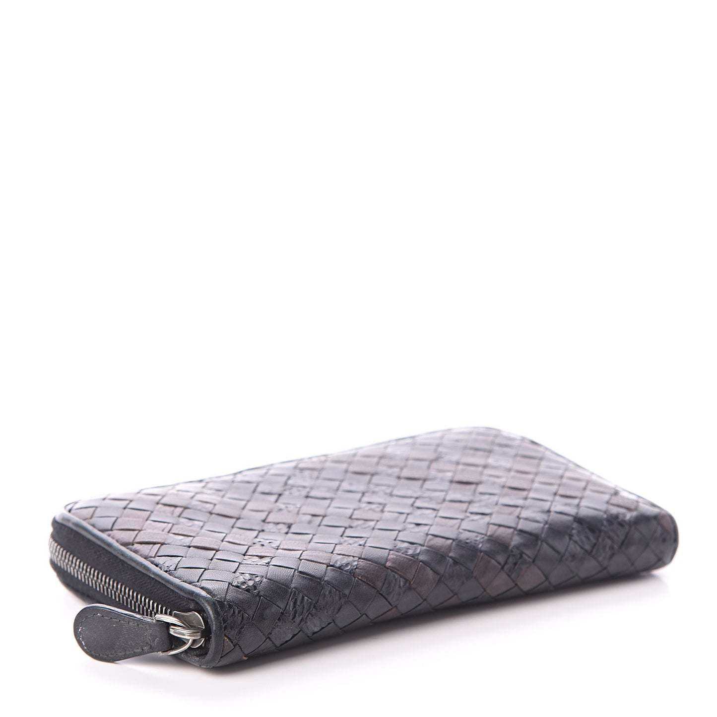 Nappa Ayers Intrecciato Zip Around Wallet Black
