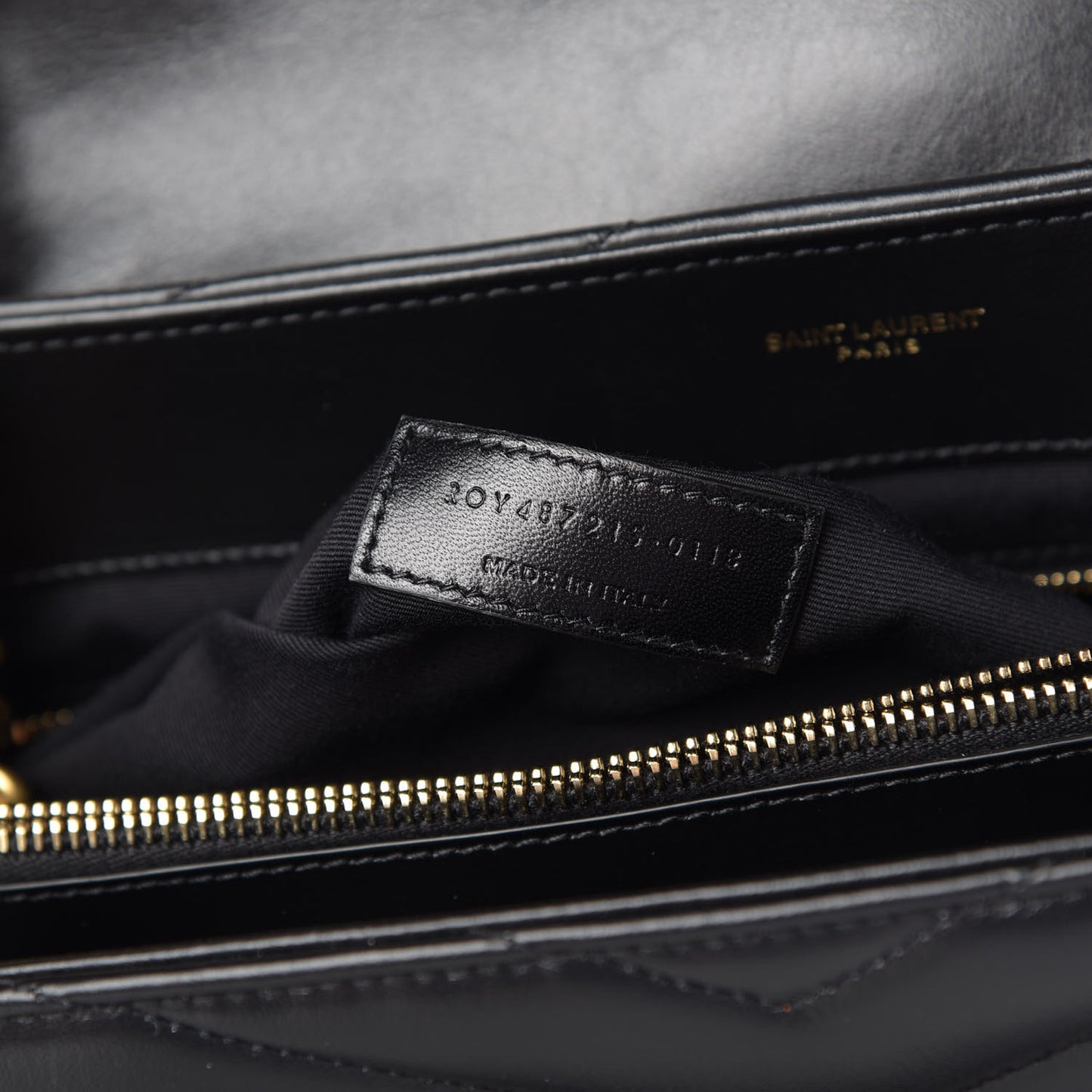 Calfskin Y Quilted Monogram Large Loulou Chain Satchel Black