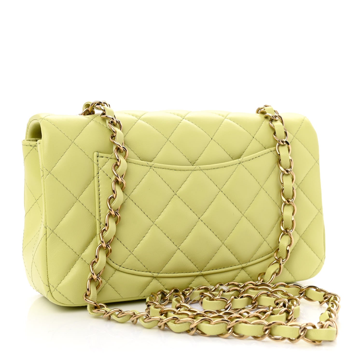 Chanel Lambskin Quilted Mini Rectangular Flap Light Green 3 of 11