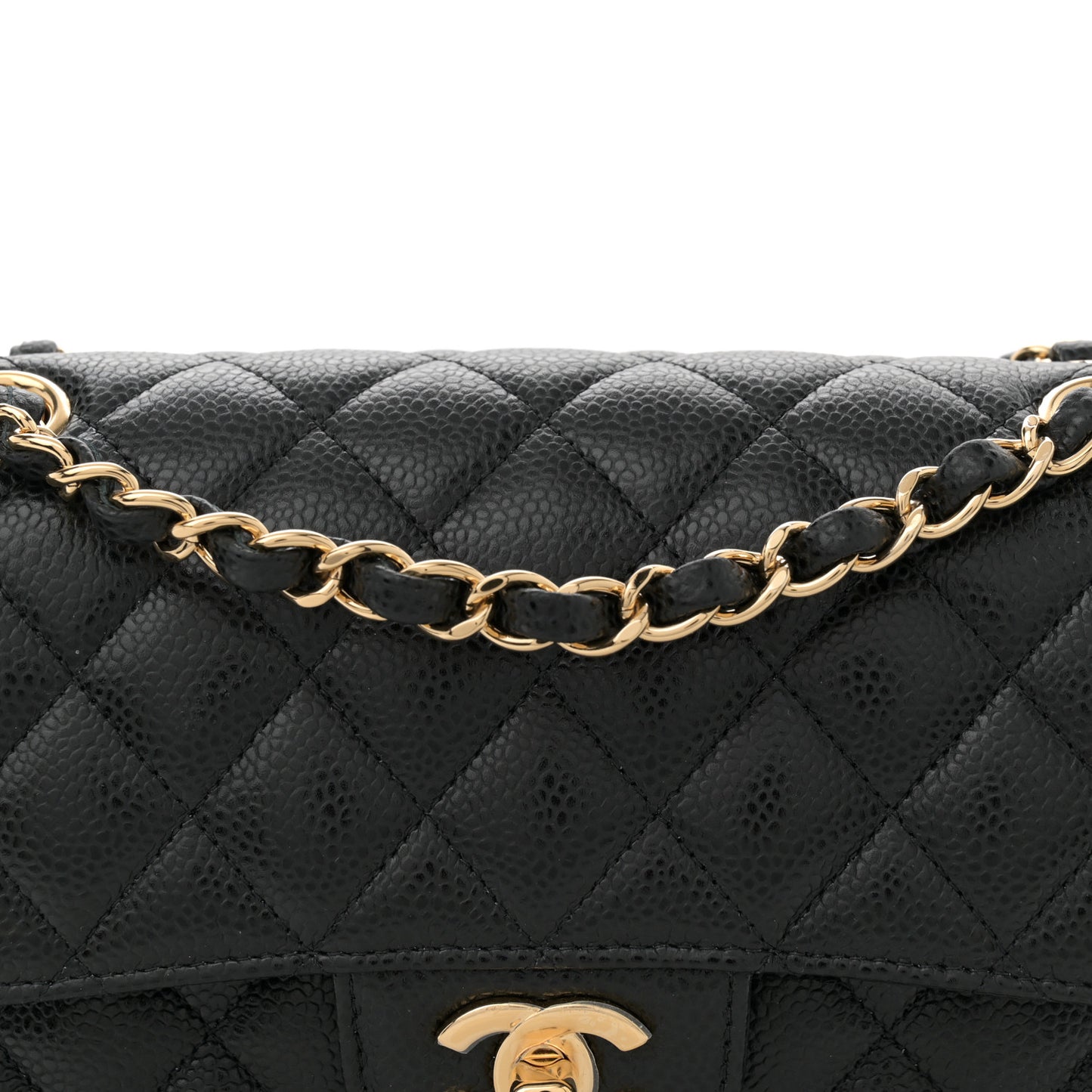 Caviar Quilted Small Double Flap Black
