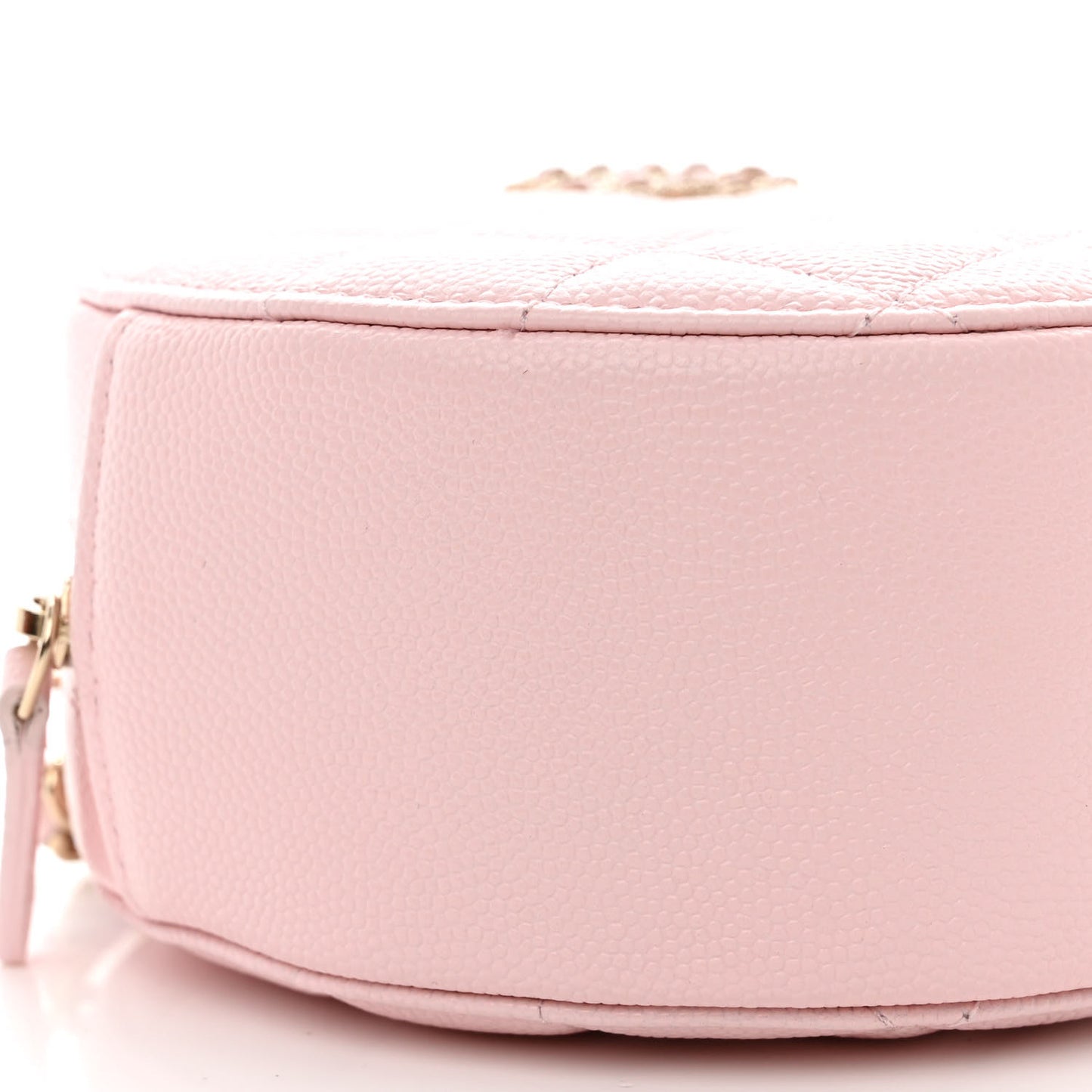 Caviar Quilted Crystal CC Round Clutch With Chain Pink