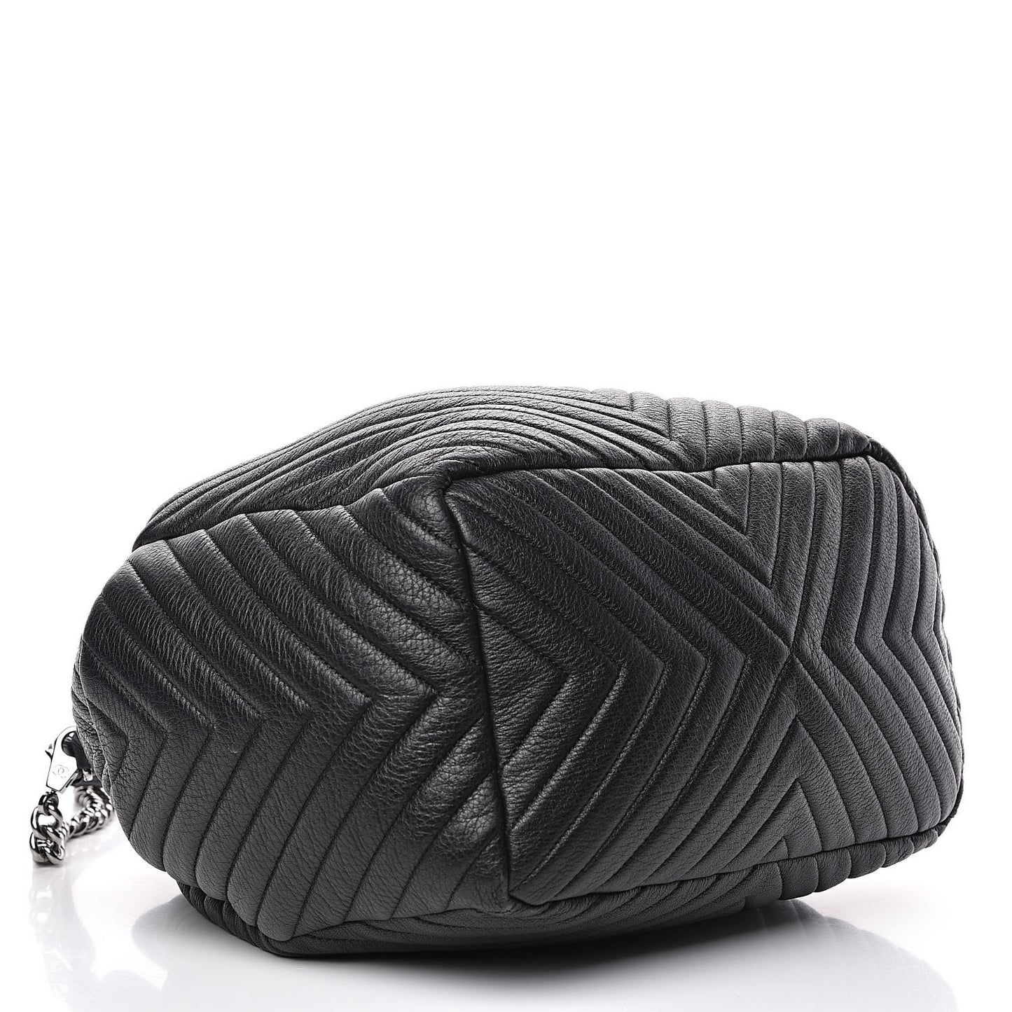 Deerskin Chevron Large CC Chain Bucket Drawstring Bag Black