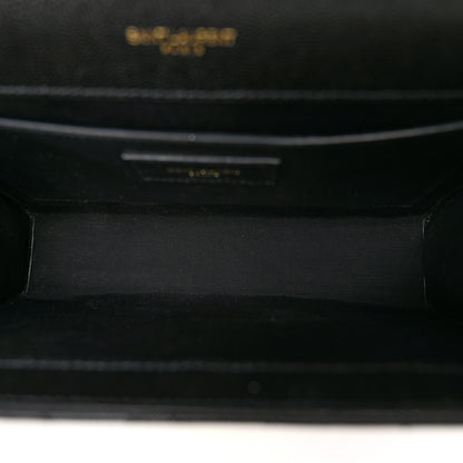 Saint Laurent Grain De Poudre Textured Mixed Matelasse Triquilt Medium Monogram Satchel Black 5 of 10