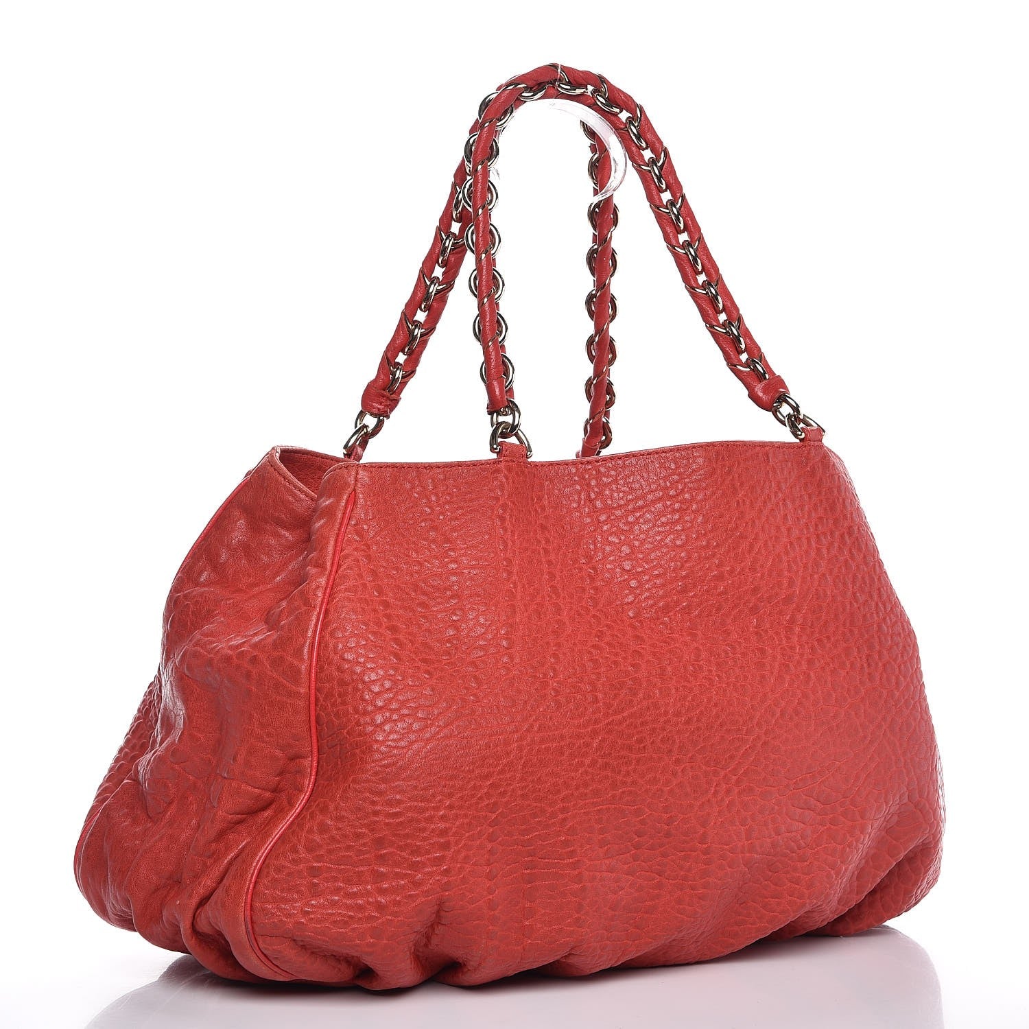 Fendi Crinkled Lambskin Mia Tote Red 3 of 12