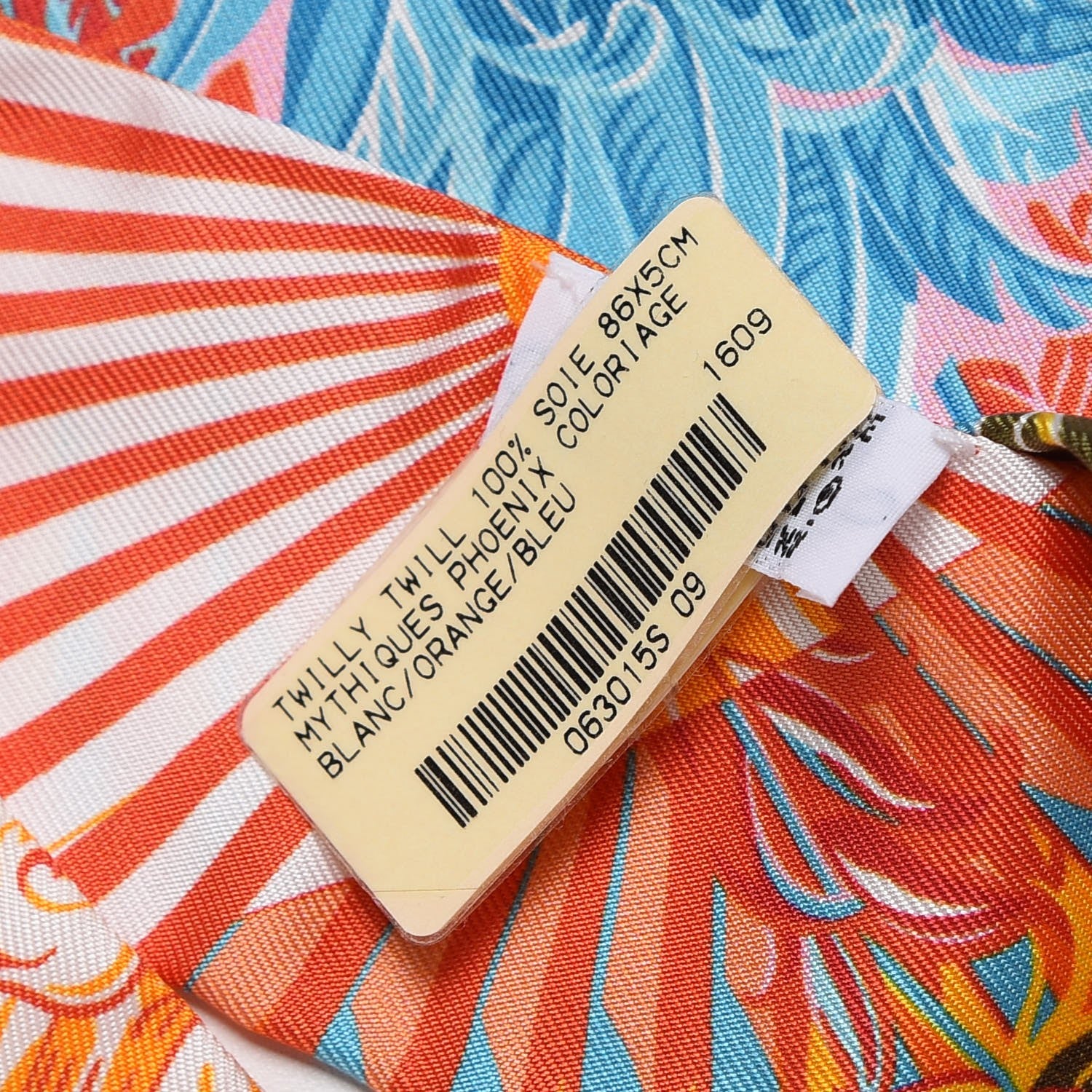 Hermes Silk Mythiques Phoenix Coloriages Twilly Blanc Orange Bleu 3 of 4