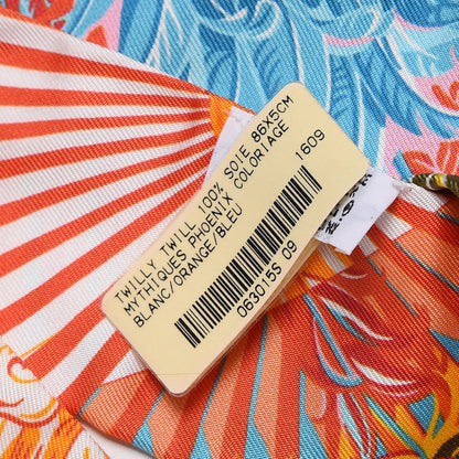 Hermes Silk Mythiques Phoenix Coloriages Twilly Blanc Orange Bleu 3 of 4