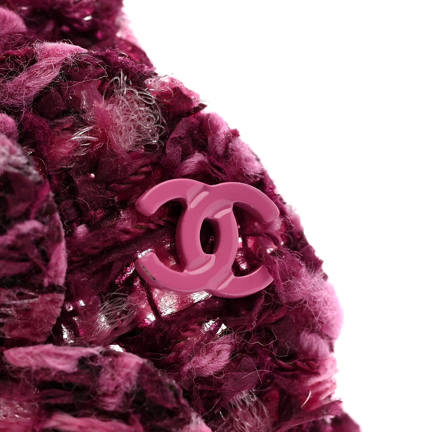 Chanel Tweed Camellia Pin Brooch Pink 4 of 4