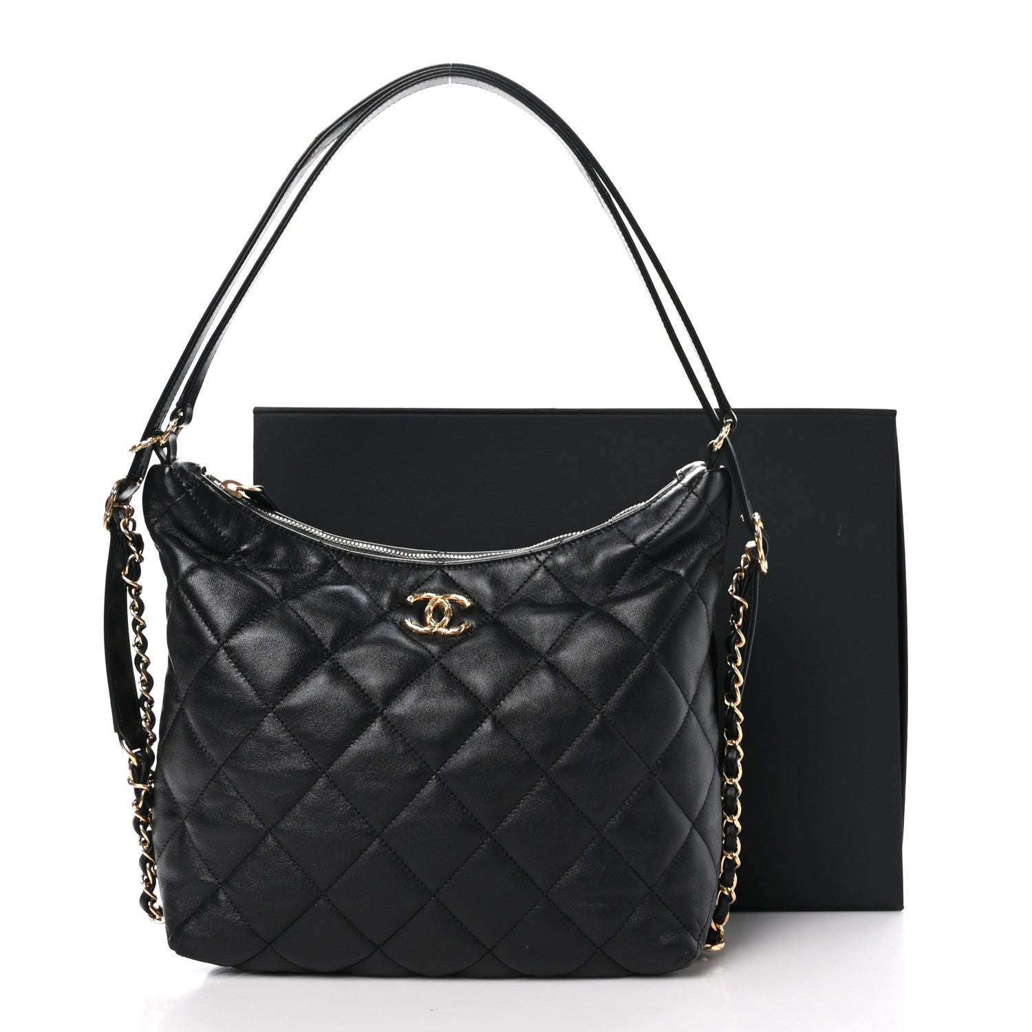 Chanel Lambskin Quilted Maxi Hobo Black 11 of 11