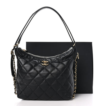 Chanel Lambskin Quilted Maxi Hobo Black 11 of 11