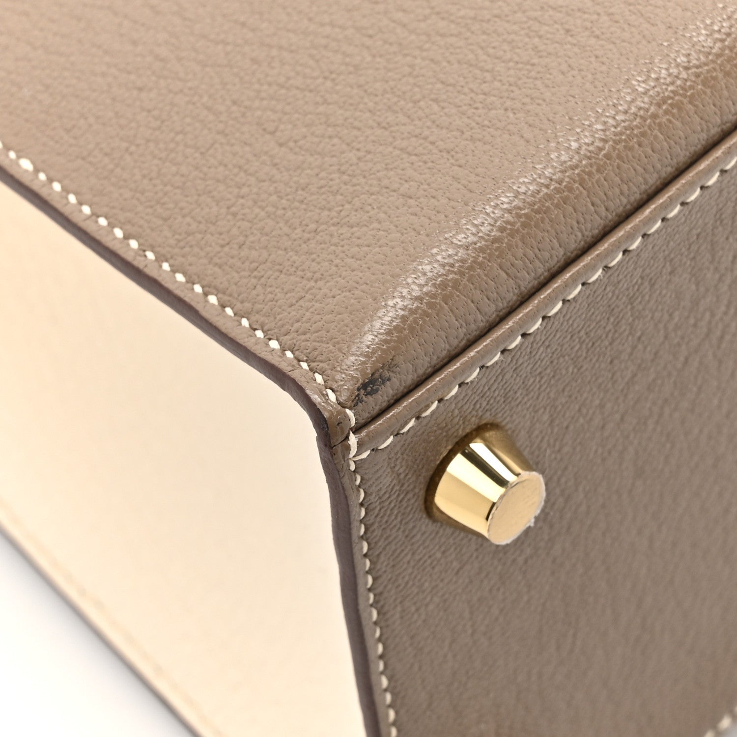 Hermes Chevre Mysore Horseshoe Kelly Sellier 25 Gris Asphalte Craie 11 of 12