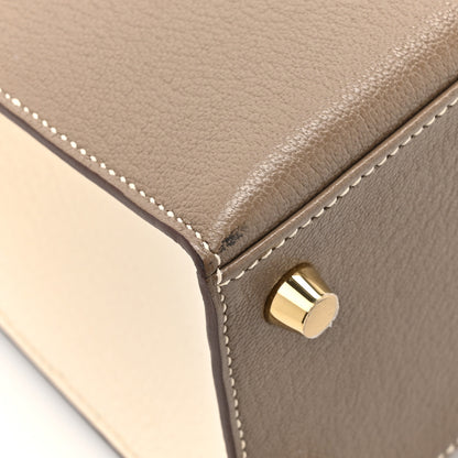 Hermes Chevre Mysore Horseshoe Kelly Sellier 25 Gris Asphalte Craie 11 of 12