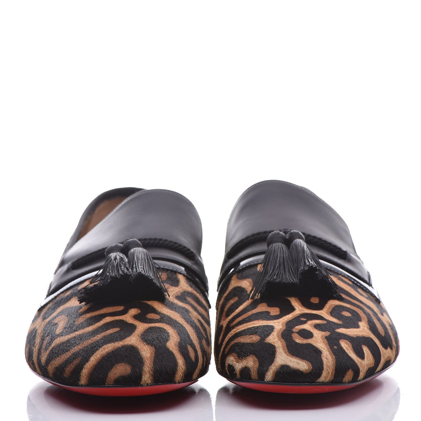 Leopard Print Pony Hair Mens By the Sofa Flat Loafers 43 Black Brown