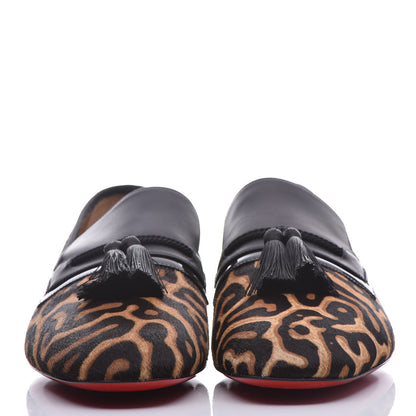 Christian Louboutin Leopard Print Pony Hair Mens By the Sofa Flat Loafers 43 Black Brown 2 of 10
