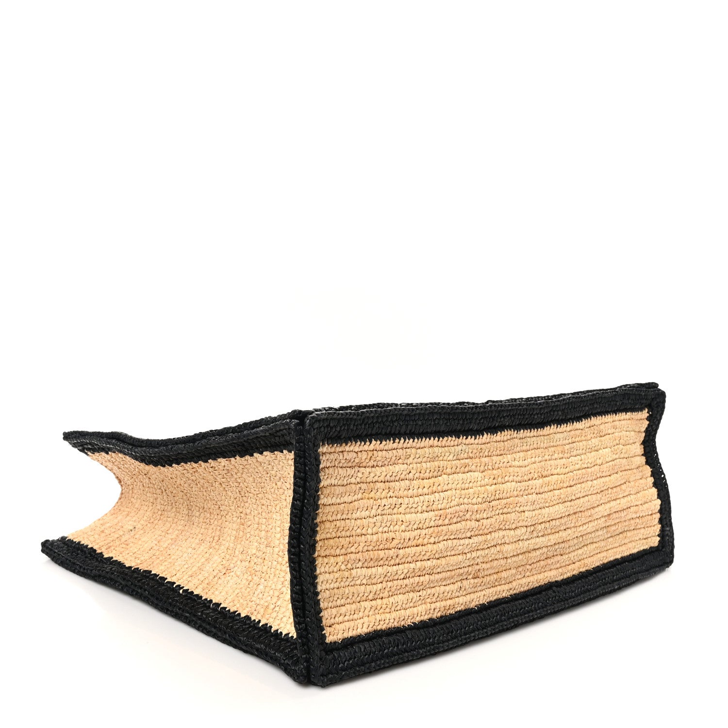 Saint Laurent Raffia Calfskin Rive Gauche Tote Naturale Black 4 of 10