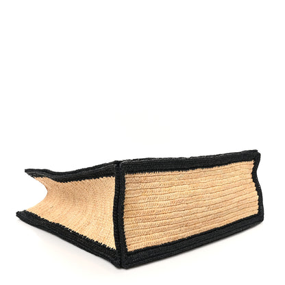 Saint Laurent Raffia Calfskin Rive Gauche Tote Naturale Black 4 of 10