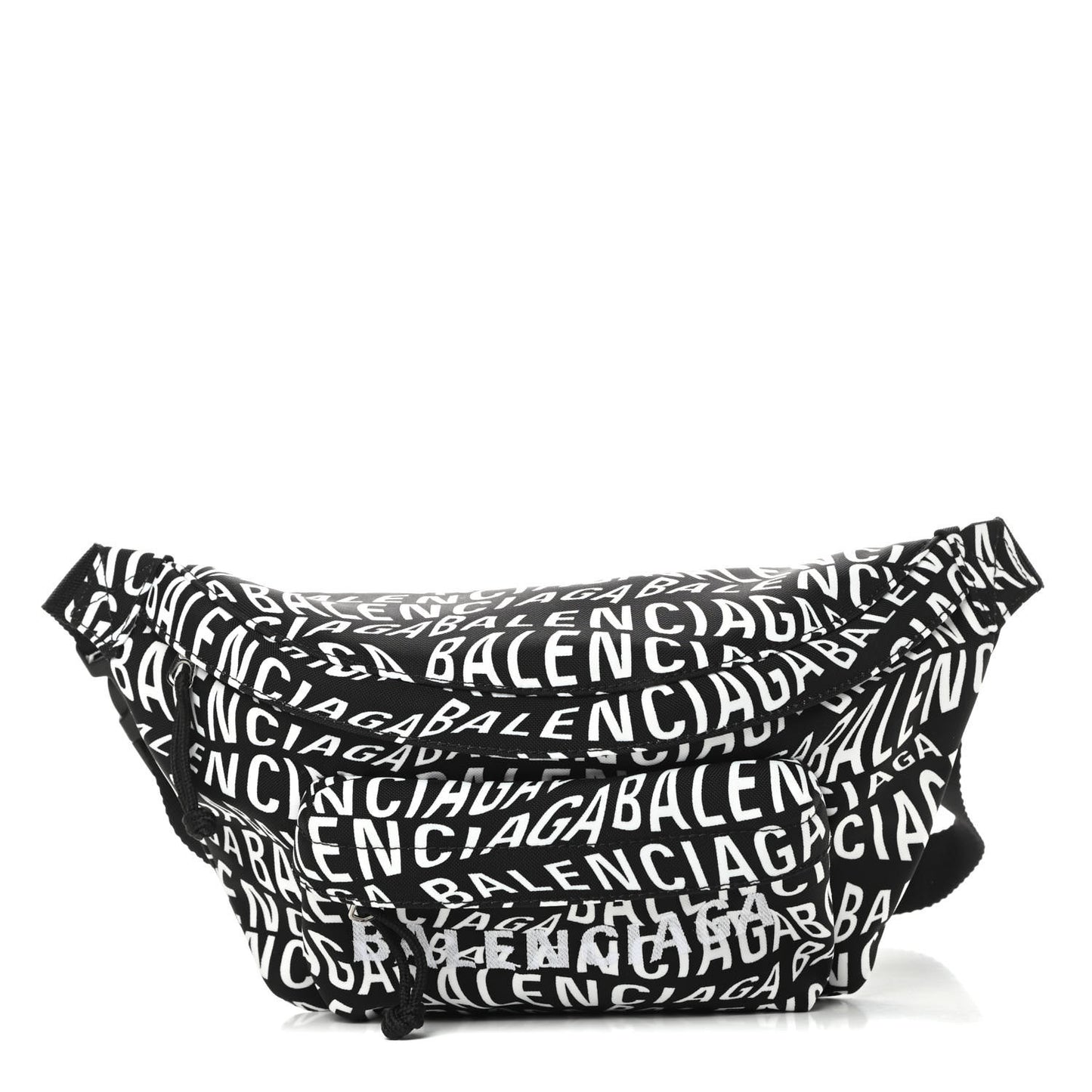 Nylon Wave Logo Print Wheel Beltpack Black White