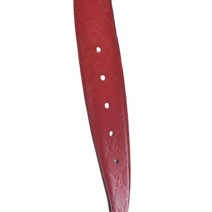 Gucci Guccissima Signature Interlocking G 37mm Belt 90 36 Hibiscus Red 6 of 9