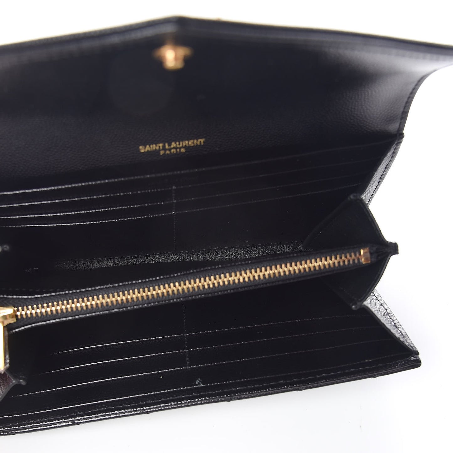 Grain De Poudre Matelasse Chevron Monogram Flap Wallet Black