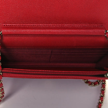 Chanel Caviar Quilted Vintage Mademoiselle Wallet On Chain WOC Red 5 of 10
