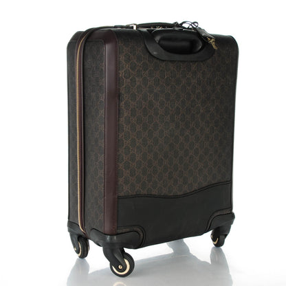 Gucci GG Supreme Monogram Four Wheel Carry On Suitcase Dark Brown 3 of 14