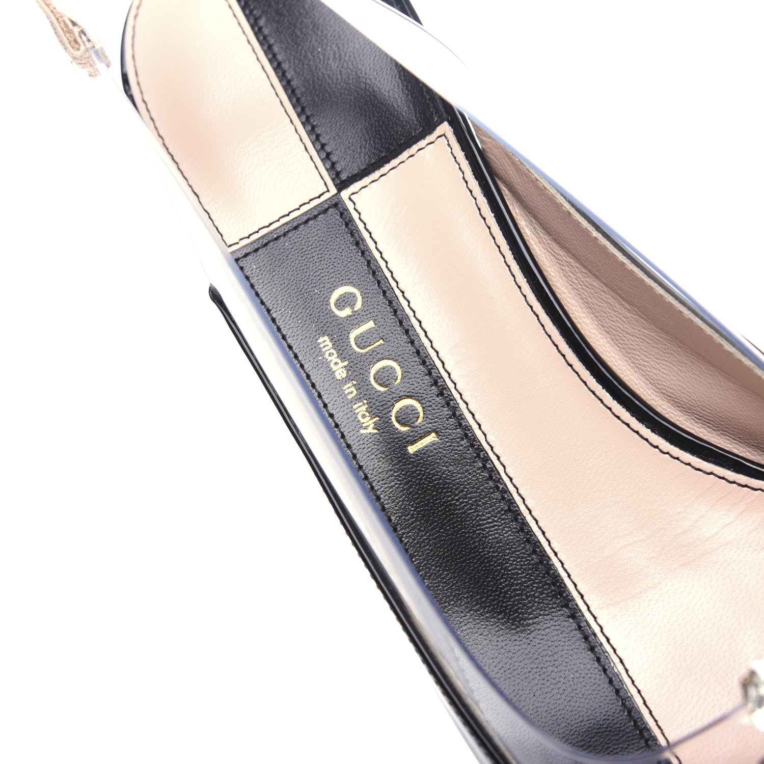 Gucci Patent PVC Bamboo Crystal Strawberry Eleonor Low Heel Slingback Pumps 37 Black 8 of 10