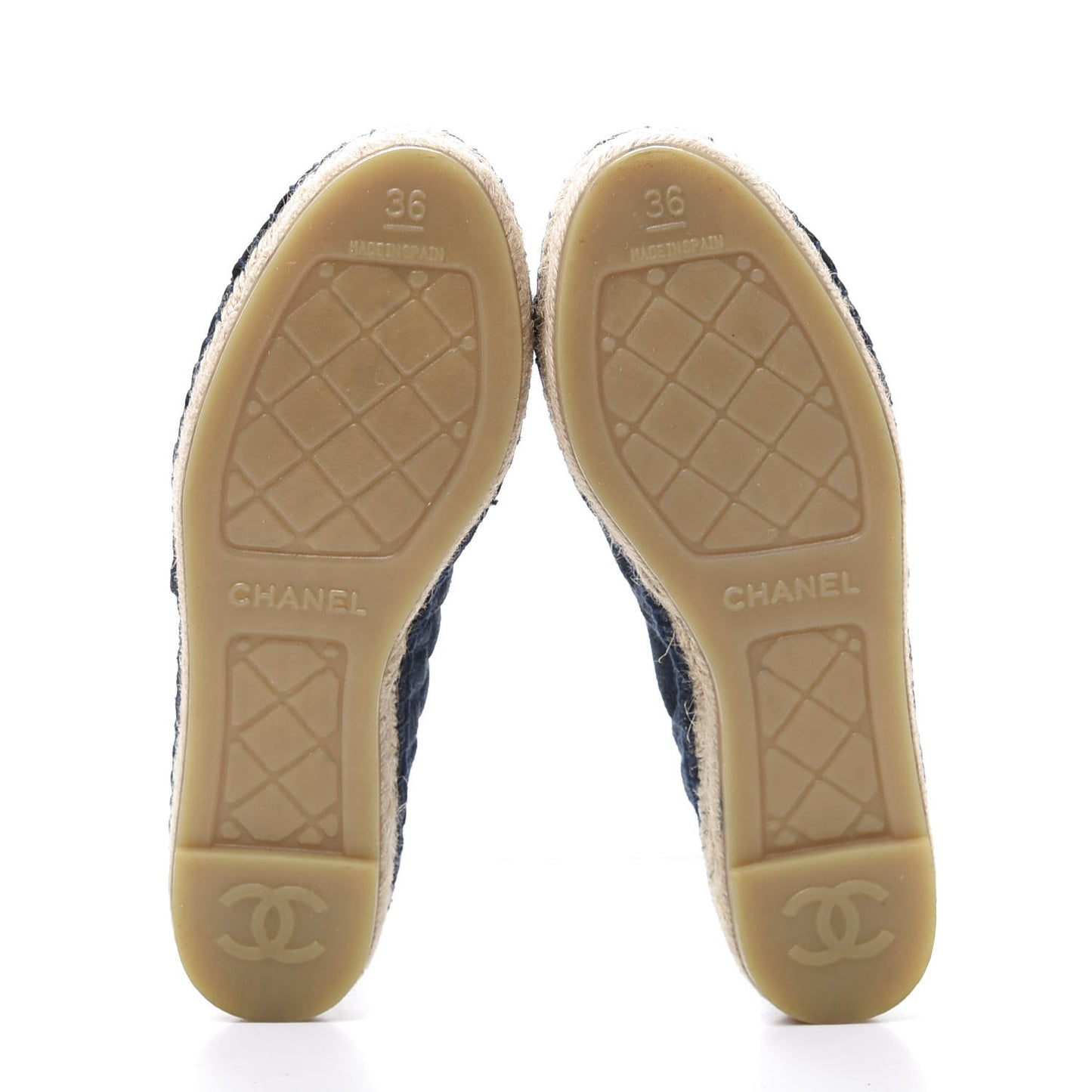 Denim Toile Embossed CC Espadrilles 36 Navy Black