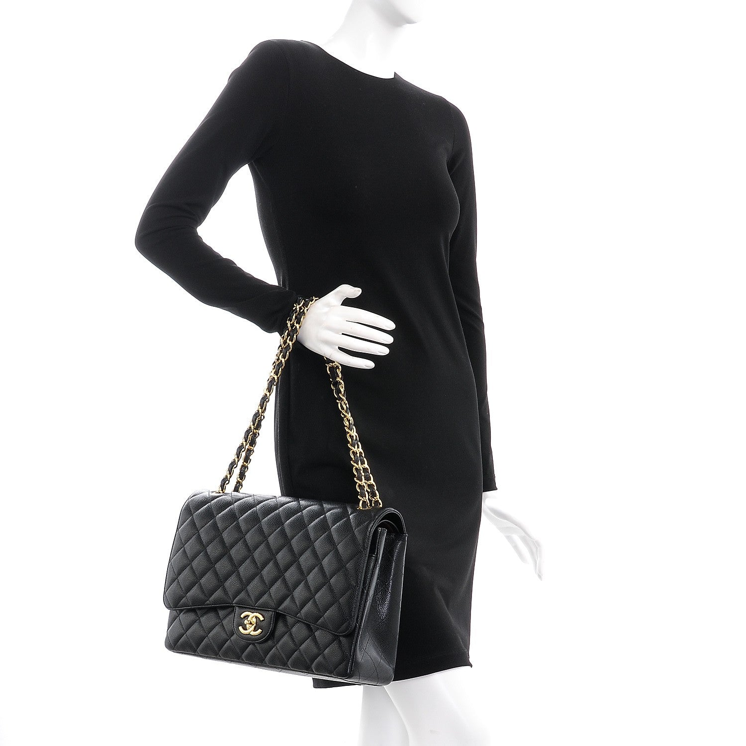 Chanel Caviar Quilted Maxi Double Flap Black 2 of 9