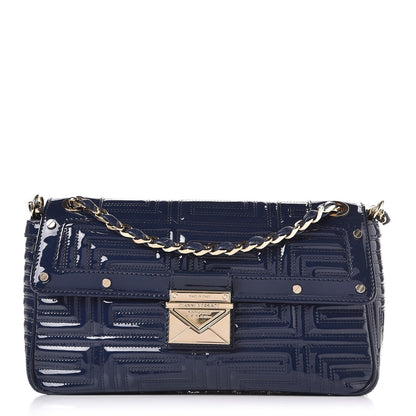 Versace Patent Borsa Couture Shoulder Bag Navy 1 of 13