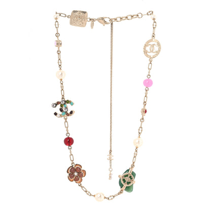 Chanel Gripoix Crystal Pearl CC Floral Short Necklace Gold Multicolor 2 of 5