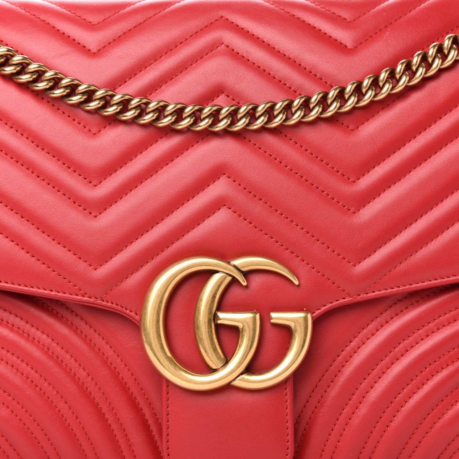 Gucci Calfskin Matelasse Large GG Marmont Shoulder Bag Hibiscus Red 15 of 15