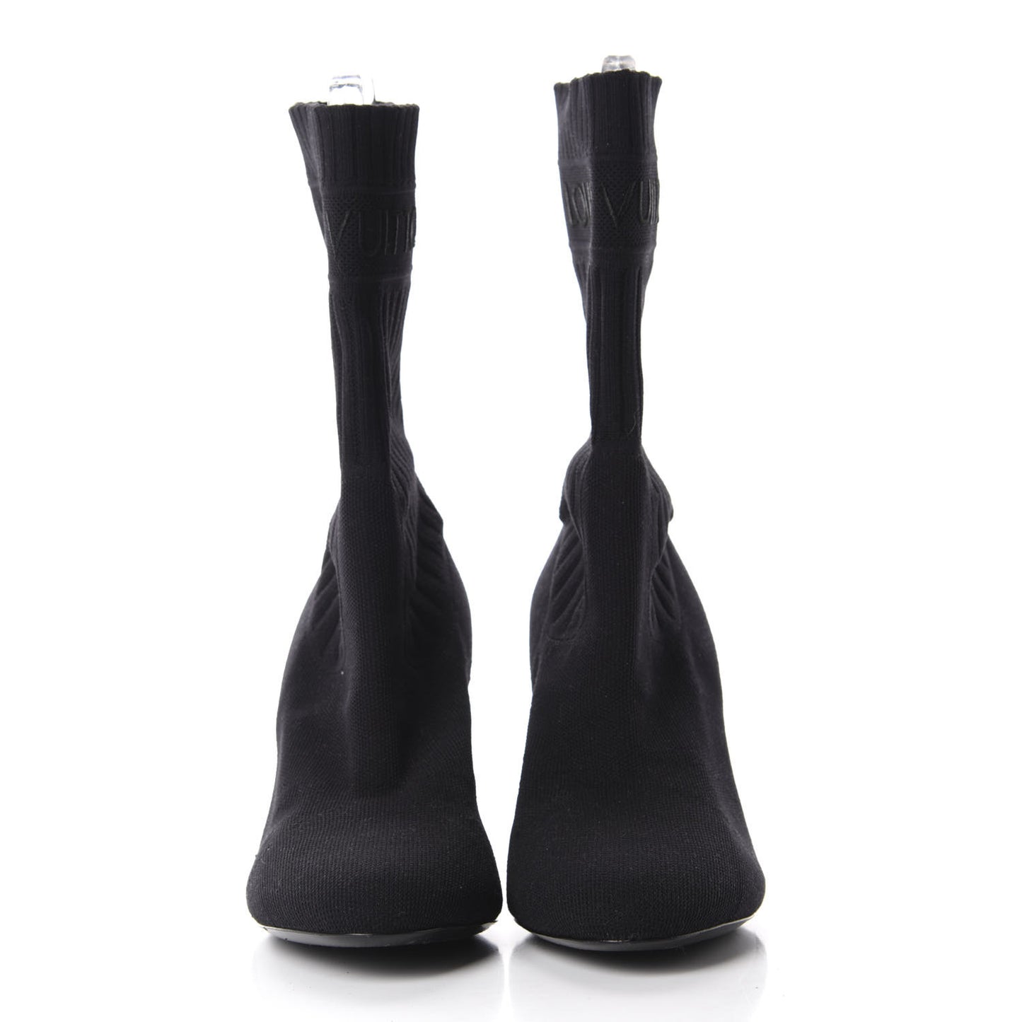 Monogram Stretch Fabric Silhouette Ankle Boots 38 Black