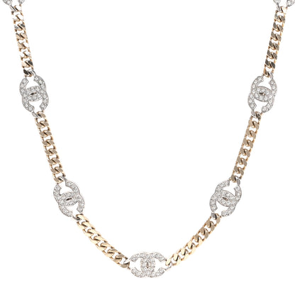 Chanel Crystal Chain CC Link Necklace Gold Silver 1 of 5