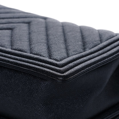 Chanel Caviar Chevron Quilted New Medium Boy Flap Dark Navy Blue 14 of 14